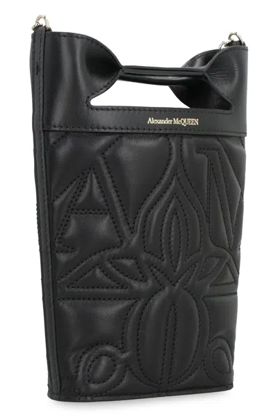 Alexander Mcqueen The Bow Black Bucket Bag With Quilted Detailing In Leather Woman
