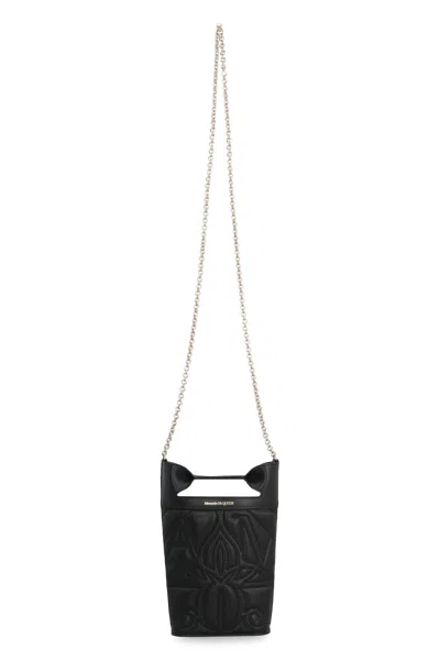 Alexander Mcqueen The Bow Black Bucket Bag With Quilted Detailing In Leather Woman