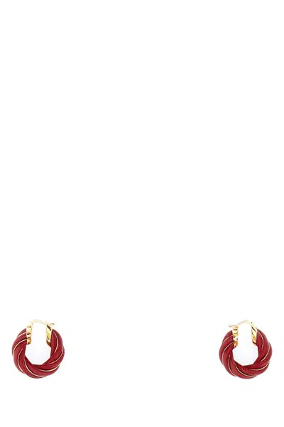 Shop Bottega Veneta Tiziano Red Nappa Leather And 925 Silver Twist Earrings