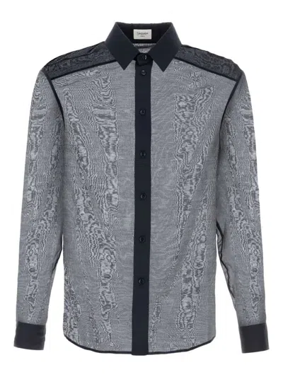 Saint Laurent Men Navy Blue Cotton Blend Shirt