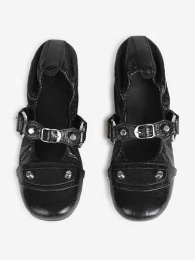 Balenciaga City Nappa Leather Ballet Flats In Black