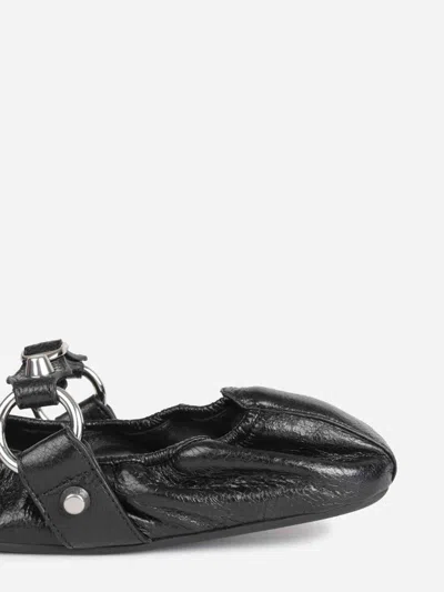 Balenciaga City Nappa Leather Ballet Flats In Black