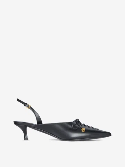 Givenchy Lace-up Slingbacks In Leather In Black
