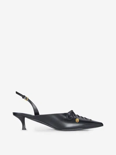Givenchy Lace-up Slingbacks In Leather In Black