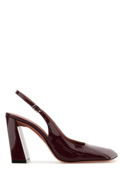 Amina Muaddi Grape Leather Charlotte Pumps