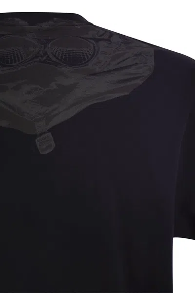 C.p. Company Blue T-shirt With Logo Printed On The Front