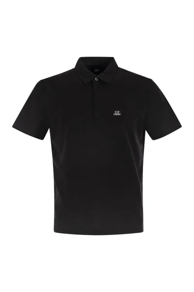 C.p. Company Collared Polo Shirt Short Sleeves In Black