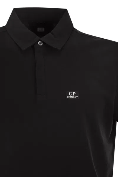 C.p. Company Collared Polo Shirt Short Sleeves In Black