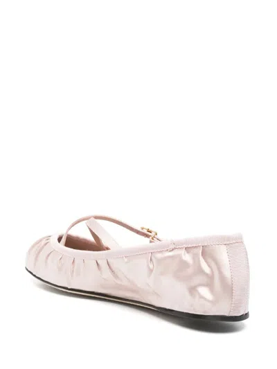 Dolce & Gabbana Pink Ballet Flats With Metallic Dg Logo Plaque
