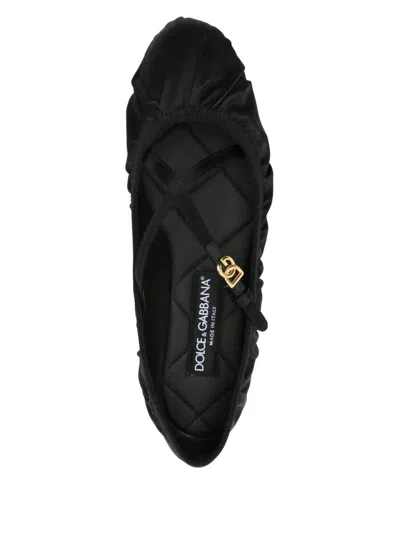 Dolce & Gabbana Black Satin Ballet Flats Women In Black