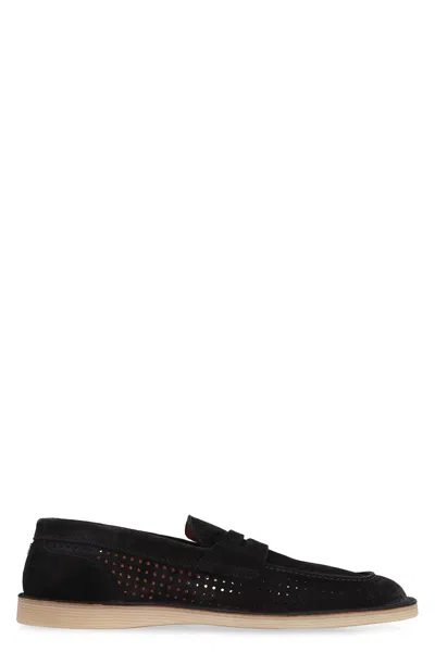 Dolce & Gabbana 'florio' Black Loafers With Logo Detail On The Rear And Penny Slot In Black