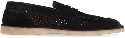 Dolce & Gabbana 'florio' Black Loafers With Logo Detail On The Rear And Penny Slot In Black