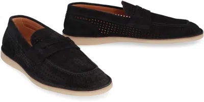 Dolce & Gabbana 'florio' Black Loafers With Logo Detail On The Rear And Penny Slot In Black