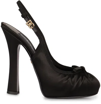 Dolce & Gabbana Satin Slingback Platform Shoes