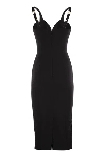 Elisabetta Franchi Double Stretch Crepe Dress With Embroidered Scalloping