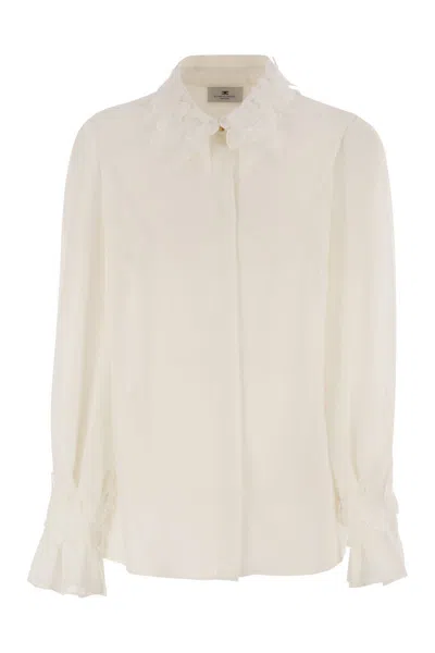 Elisabetta Franchi Georgette Shirt With Floral Embroidery