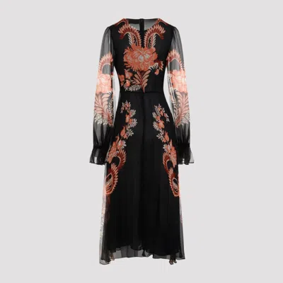 Etro Floral Silk Chiffon Long-sleeved Midi Dress