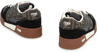 Fendi Match Suede Sneakers With Jacquard Ff Fabric Inserts