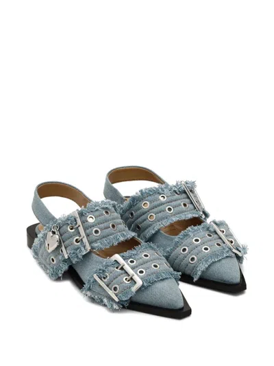 Ganni Feminine Denim Ballet Flats