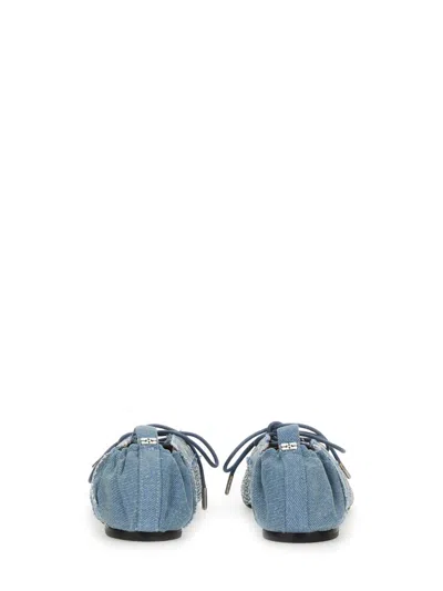 Ganni Crystal-embellished Denim Lace-up Ballerinas