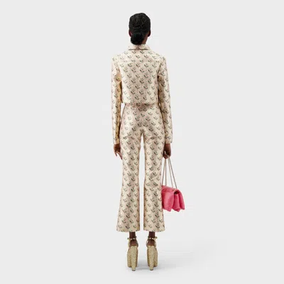 Giambattista Valli Floral-jacquard Cropped Flared Trousers