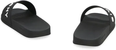 Givenchy Black Flat Slides With Logo In Polyurethane Man