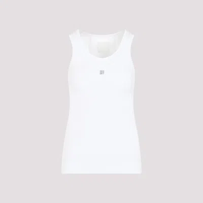 Givenchy Women's White Logo-plaque Cropped Ribbed Cotton-jersey Tank Top