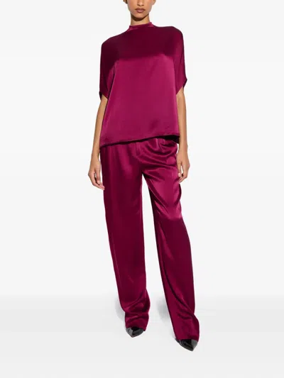 Lapointe Satin Cape Tee In Berry
