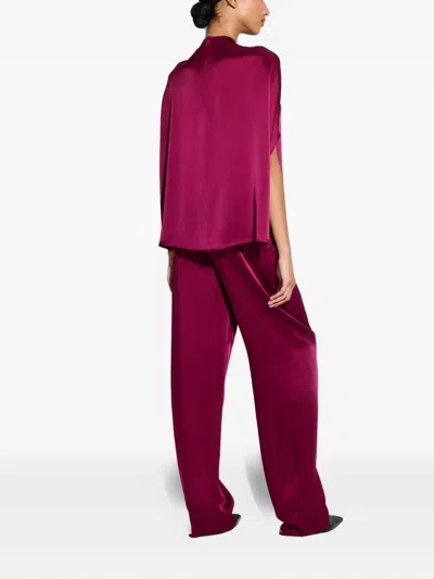 Lapointe Satin Cape Tee In Berry