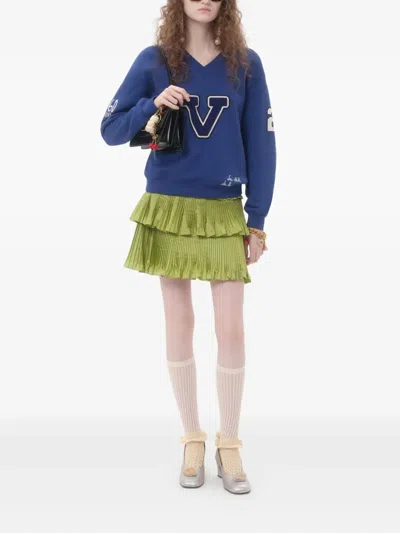 Valentino Blue Cotton "v" College Sweatshirt