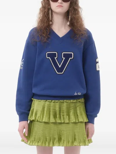 Valentino Blue Cotton "v" College Sweatshirt