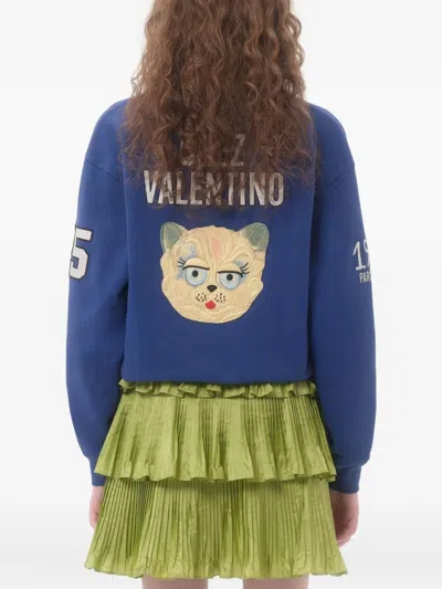 Valentino Blue Cotton "v" College Sweatshirt