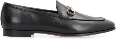 Gucci Polished Black Leather Loafers With Gold-tone Hardware