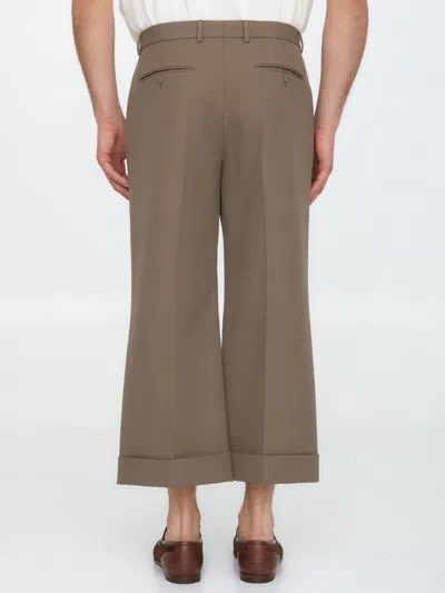 Gucci Mud Wool Cropped Cut Pant