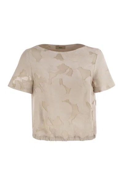 Herno Women Floral Jacquard And New Techno Taffeta Top