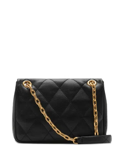 Burberry Black Quilted Crossbody Bag With Ekd Plaque On The Front And Chain-link Shoulder Strap In Leather Wo