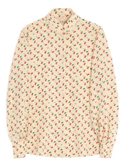 Valentino Camicia In Crepe Stampata  Donna In Neutral
