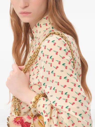 Valentino Camicia In Crepe Stampata  Donna In Neutral
