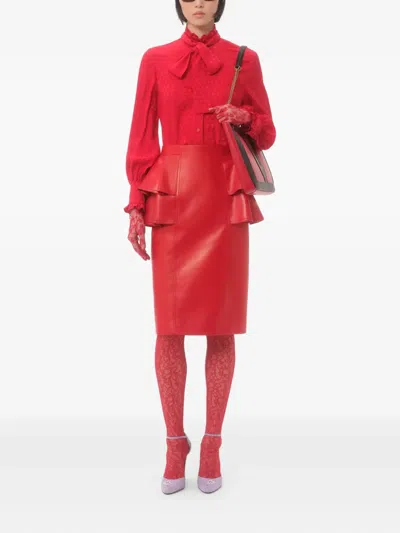 Valentino Crepe De Chine Shirt With Cour De Coeur Print In Red