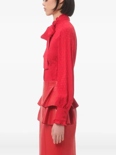 Valentino Crepe De Chine Shirt With Cour De Coeur Print In Red