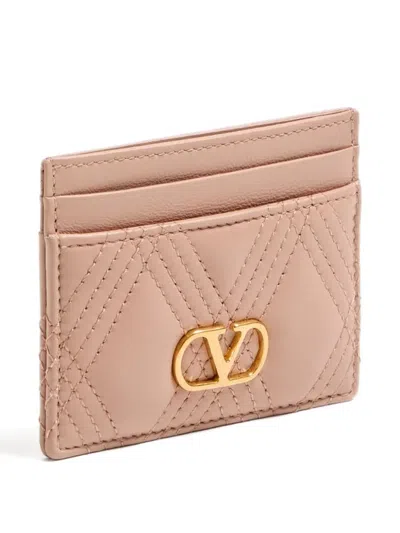 Valentino Garavani Garavani Quiltie 67 Cardholder In Quilted Nappa Woman Rose Cannelle Uni