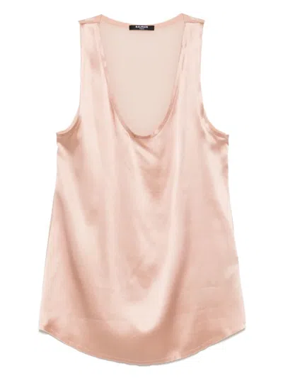 Balmain Silk-crepe Top In Pink