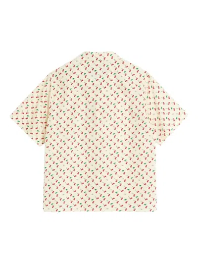 Valentino Cherryfic Camp Collar Cotton Shirt In Neutral
