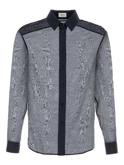 Saint Laurent Men Navy Blue Cotton Blend Shirt