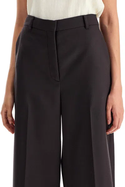 Stella Mccartney Dark Chocolate Wide Leg Pants In Wool