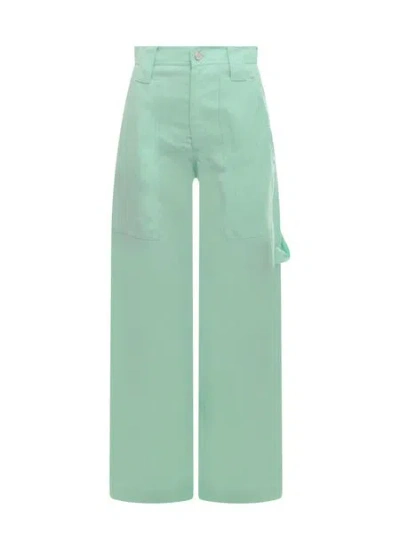 Stella Mccartney Mint Green Twill Wide-leg Pant