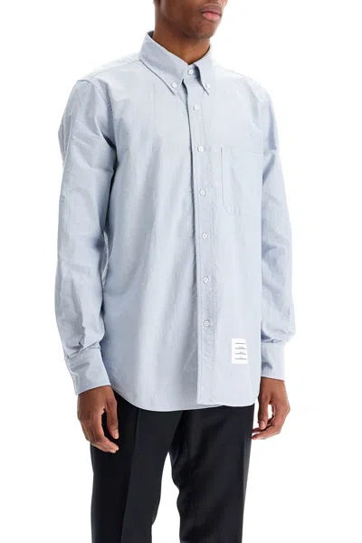 Thom Browne Light Blue Shirt With Button-down Collar And Striped Rwb Detail On The Rear