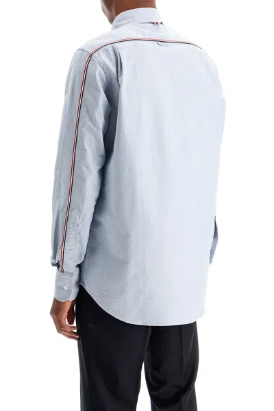 Thom Browne Light Blue Shirt With Button-down Collar And Striped Rwb Detail On The Rear