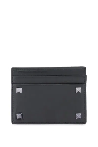 Valentino Garavani Black Leather Rockstud Card Holder