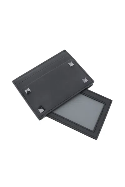 Valentino Garavani Black Leather Rockstud Card Holder